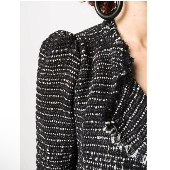 IRO Diana Black Tweed Puff Sleeve Open Jacket - Picture 4 of 11